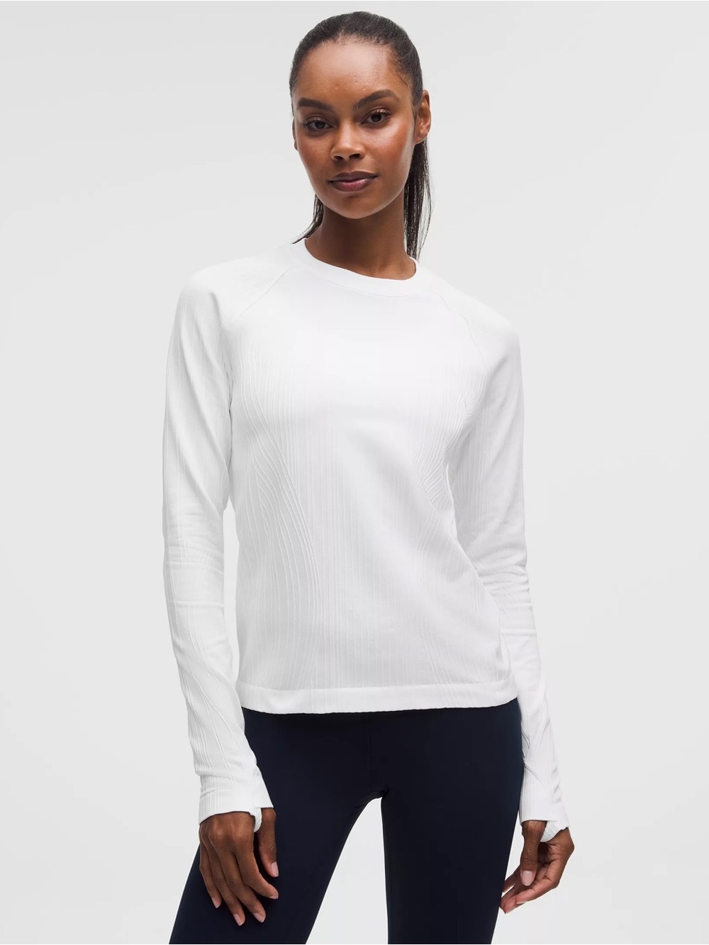 Lululemon • Rest Less Variegated Ribbed Pullover White